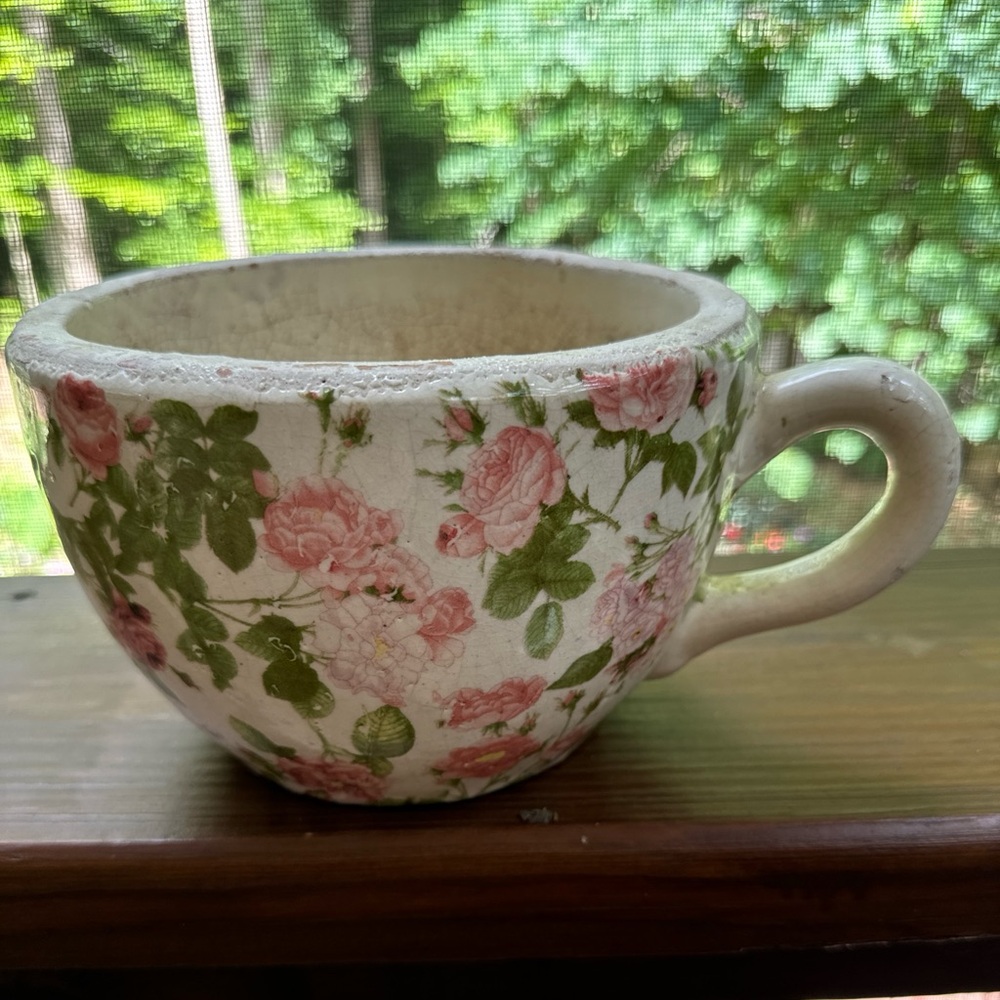 Vintage Pottery Ceramic Hand-painted  Vase Planter